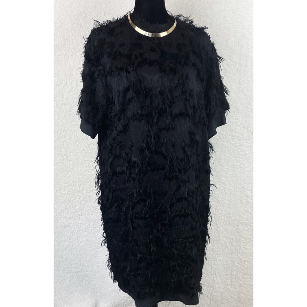 CARVEN • Black Faux Fur Mini Shift Dress, 6 - Picture 15 of 15
